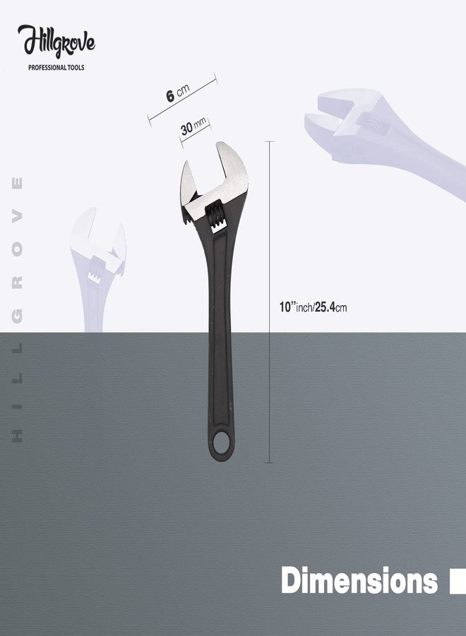Hillgrove Universal Multi-Function Professional 10 inch with 0-30mm Jaw Opening Capacity Adjustable Wrench Spanner Hand Tool Single Sided Open End Wrench (Pack of 1) - Image 4